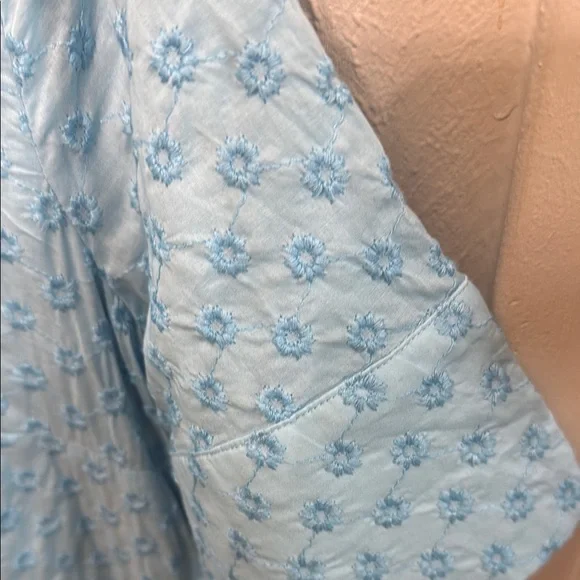 Kate Spade Blue Casual Button Down Dress with Geometric Pattern - Picture 4 of 7